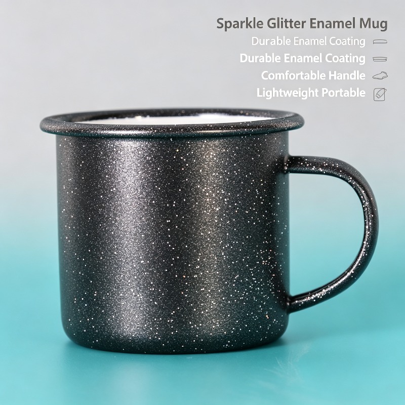Vintage Coffee Equipment - Vintage Enamel Mug with Star‑Dot Starry