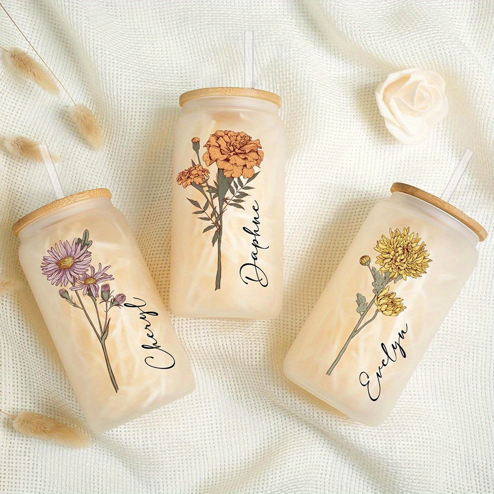 Personalized Birth Flower Glas - Coffee Equipment With Name recension och pris