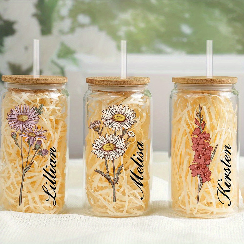 Personalized Birth Flower Glas - Coffee Equipment With Name recension och pris