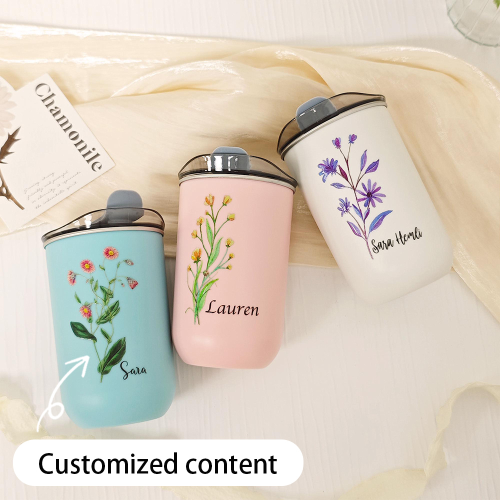 Custom Birth Flower Stainless  - Coffee Equipment With Name recension och pris