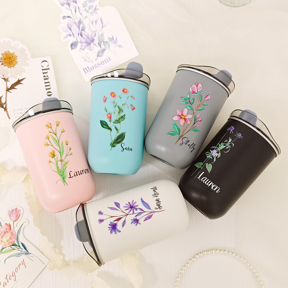 Custom Birth Flower Stainless  - Coffee Equipment With Name recension och pris