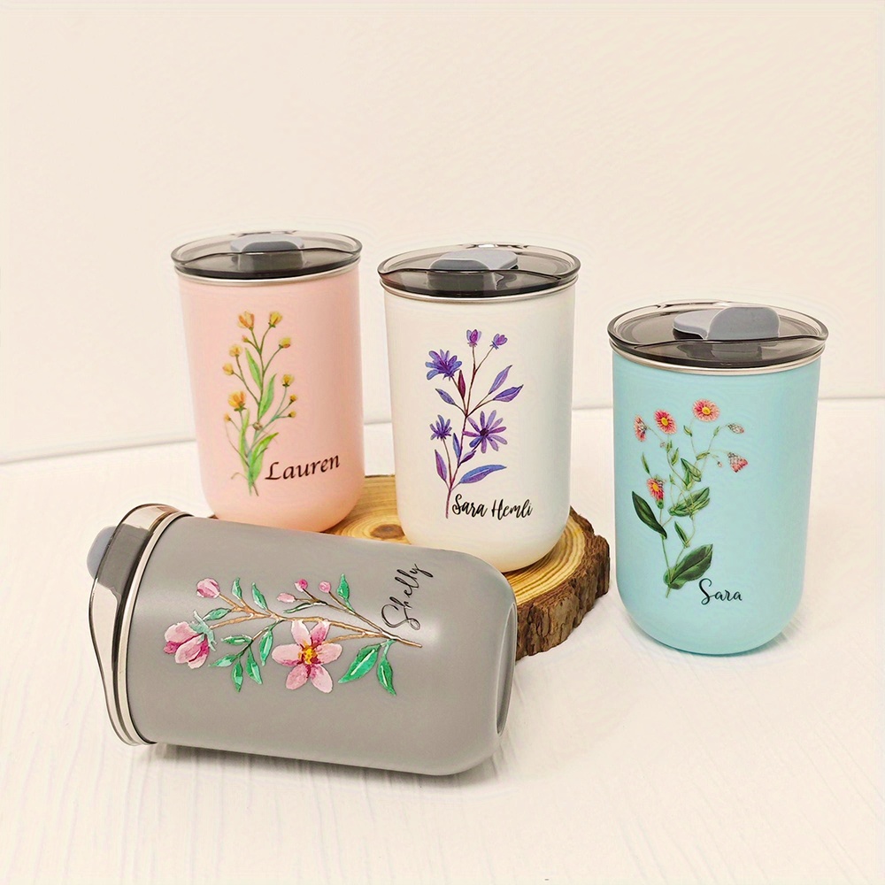 Custom Birth Flower Stainless  - Coffee Equipment With Name recension och pris