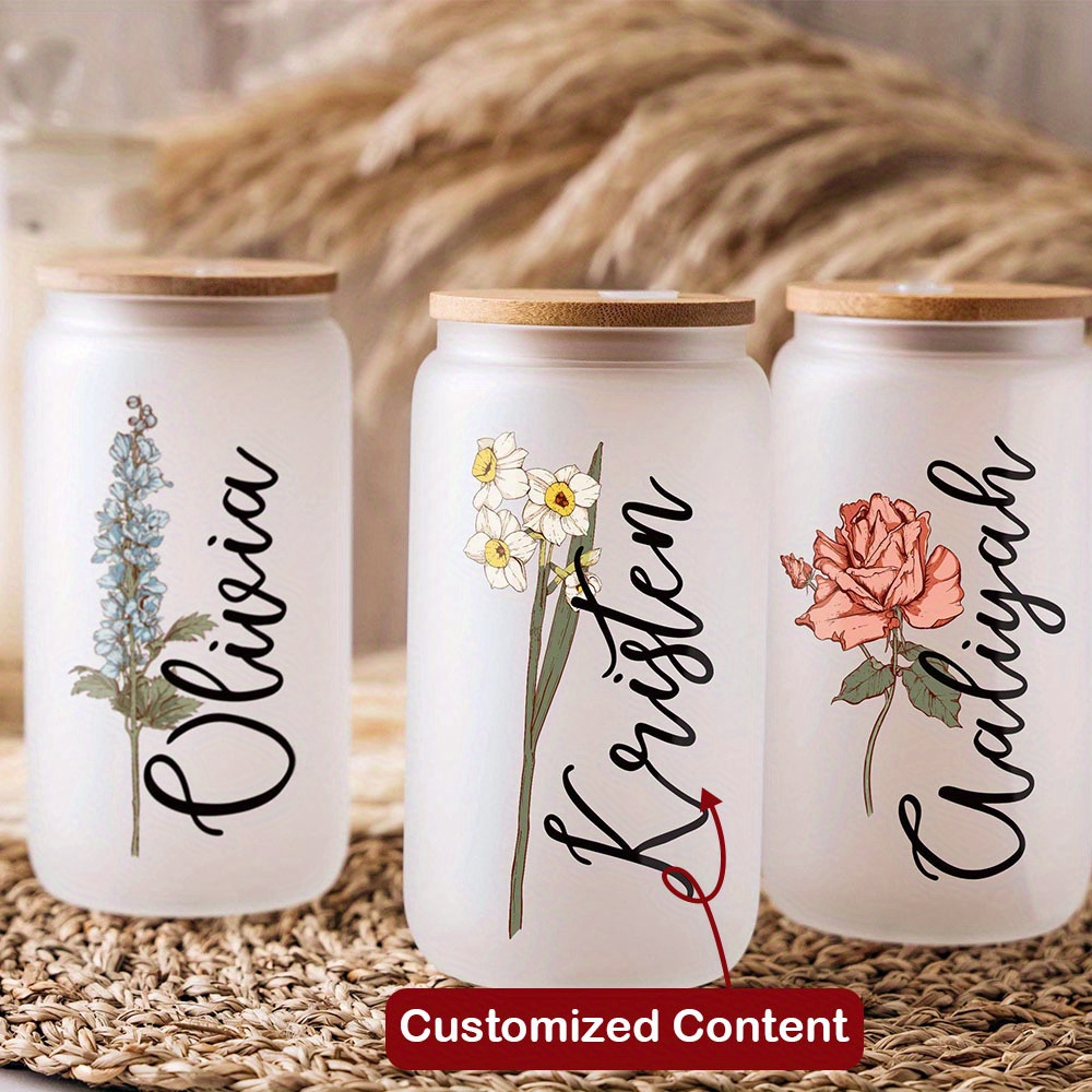 Custom Birth Flower Name Glass - Coffee Equipment With Name recension och pris