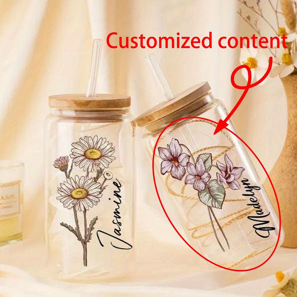 Personalized Floral Daisy Glas - Coffee Equipment With Name recension och pris