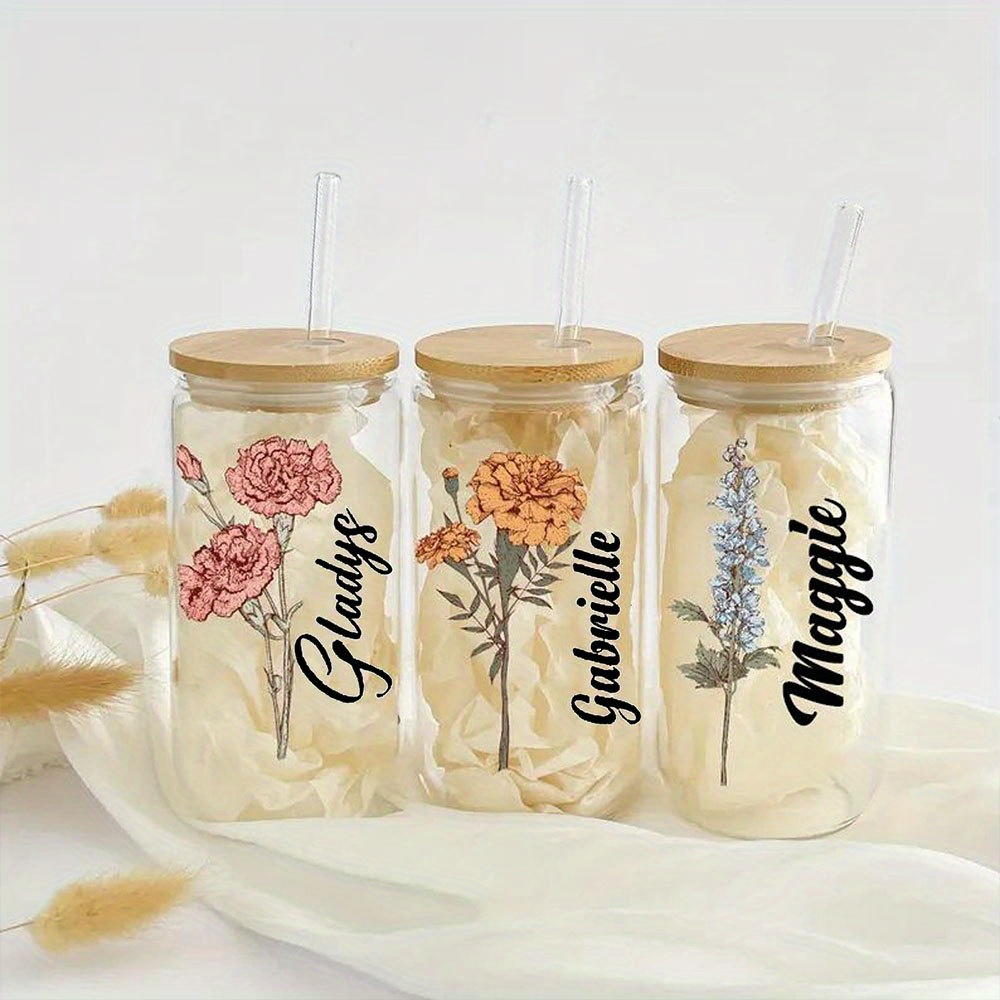 Personalized Floral Daisy Glas - Coffee Equipment With Name recension och pris