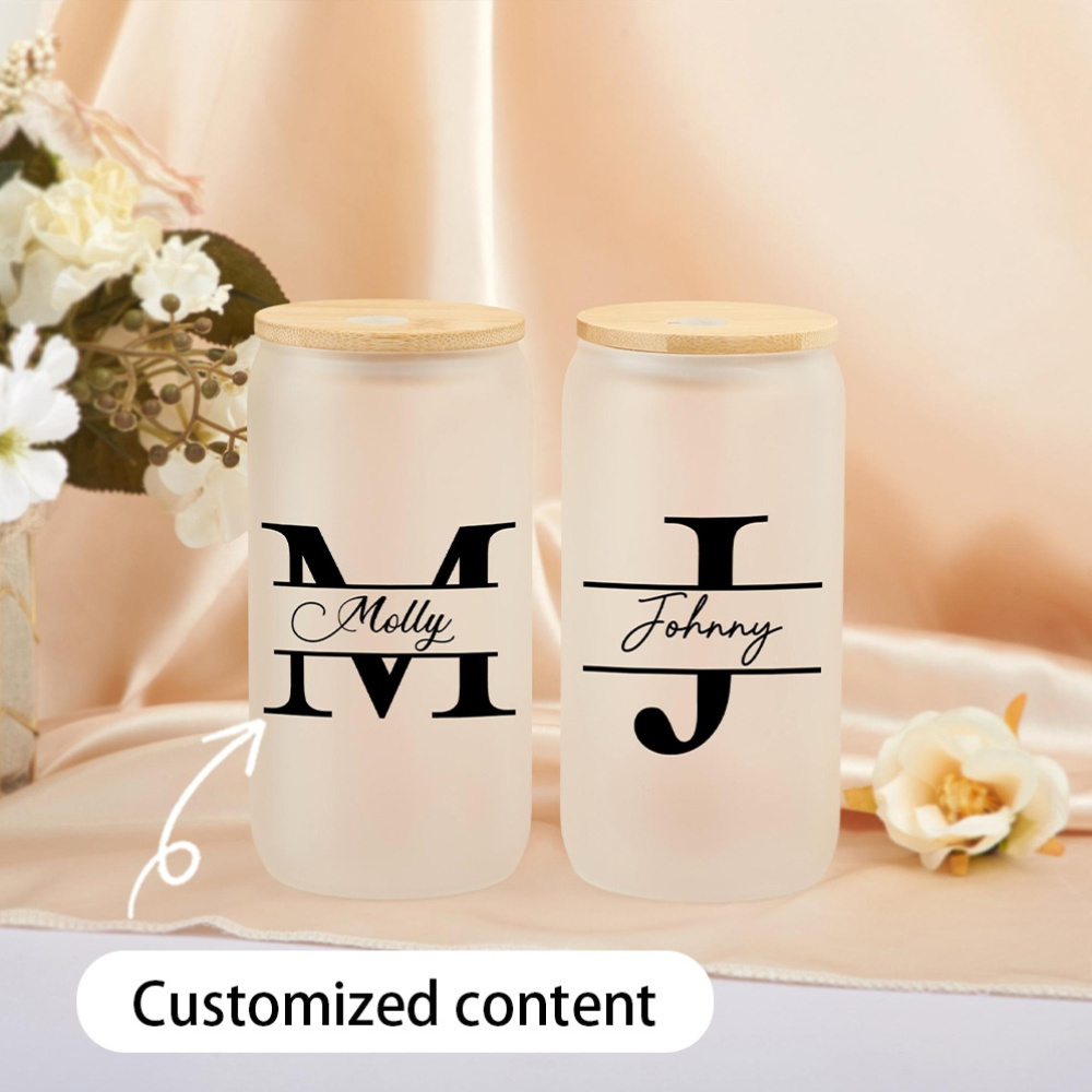 Custom Initial Name Frosted Gl - Coffee Equipment With Name recension och pris