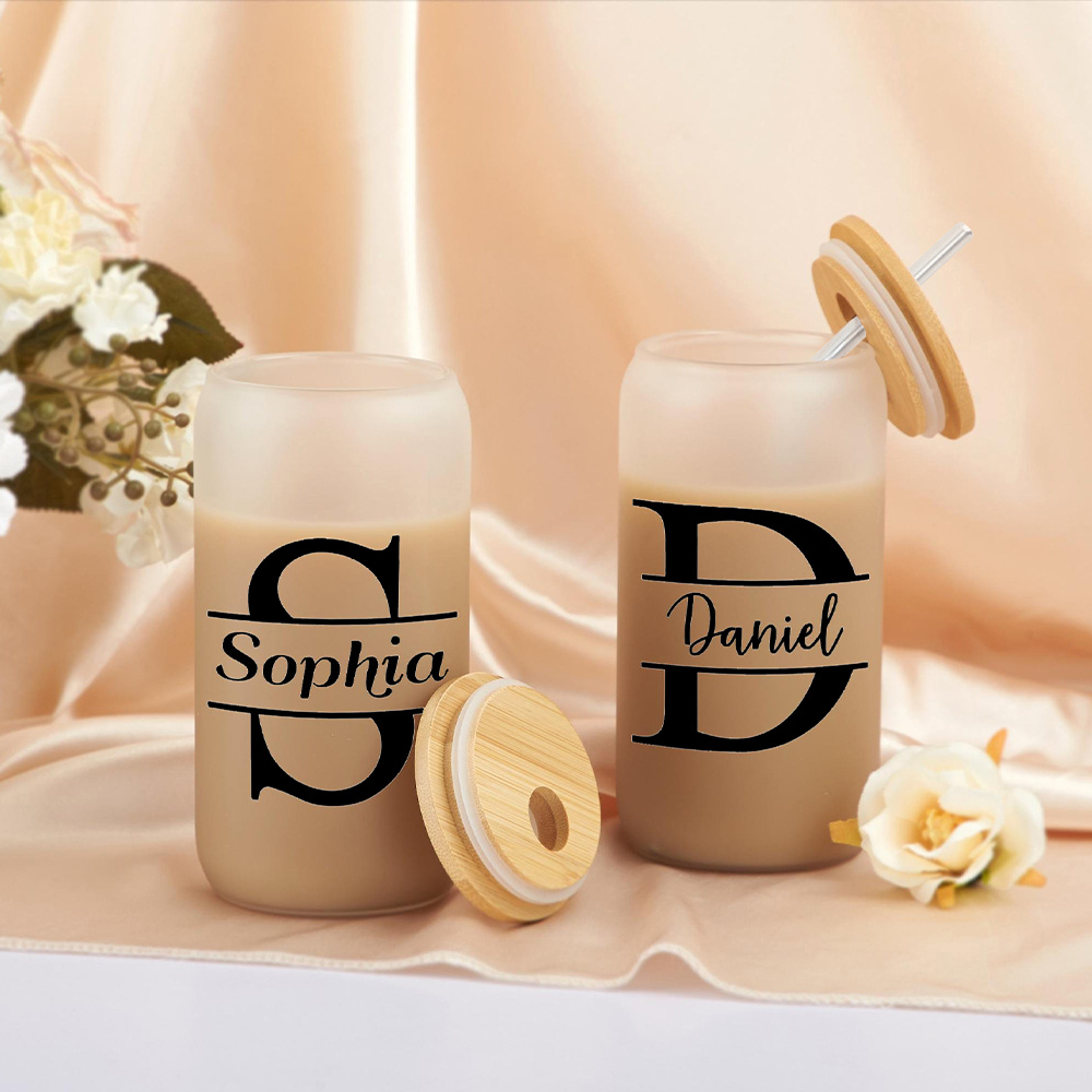Custom Initial Name Frosted Gl - Coffee Equipment With Name recension och pris