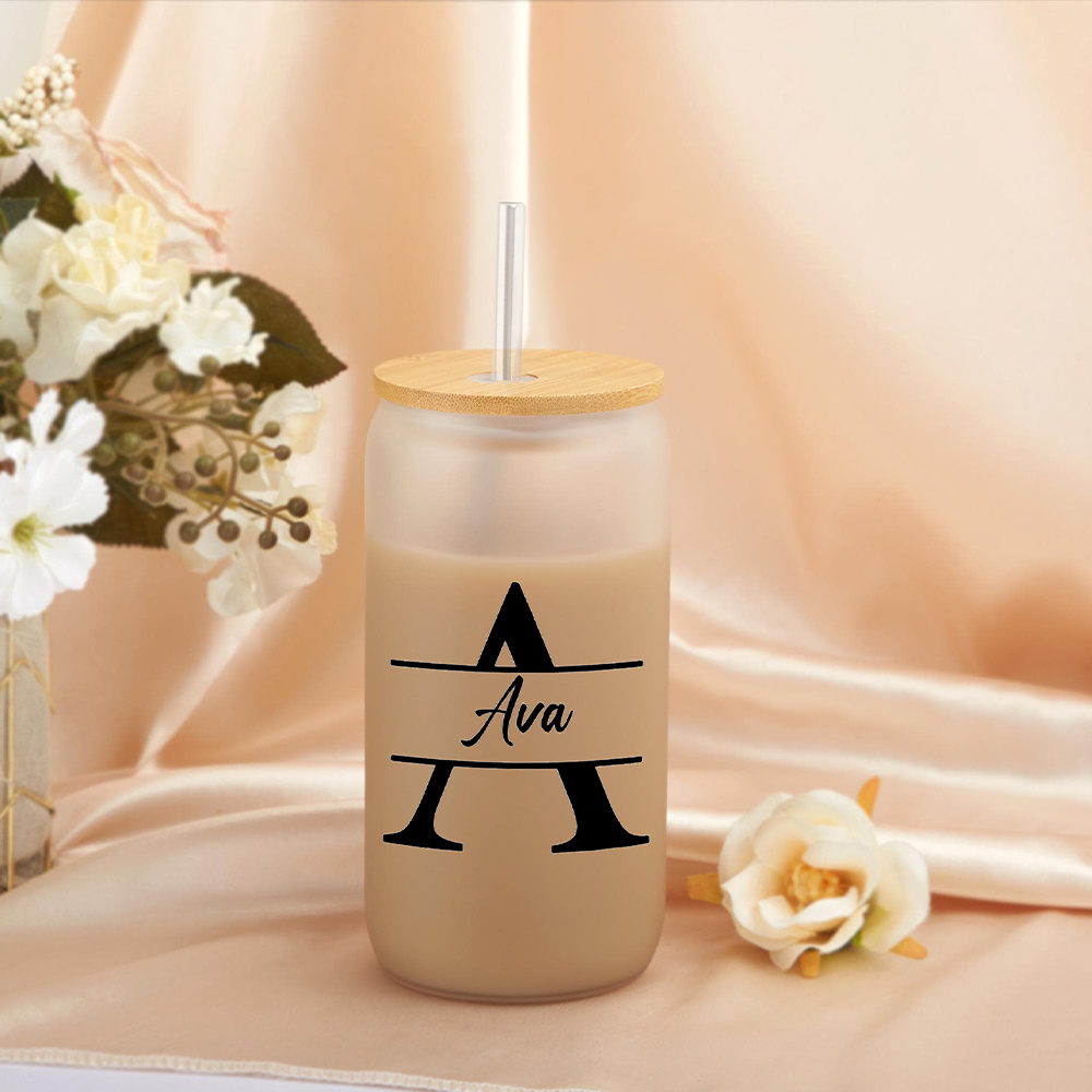 Custom Initial Name Frosted Gl - Coffee Equipment With Name recension och pris