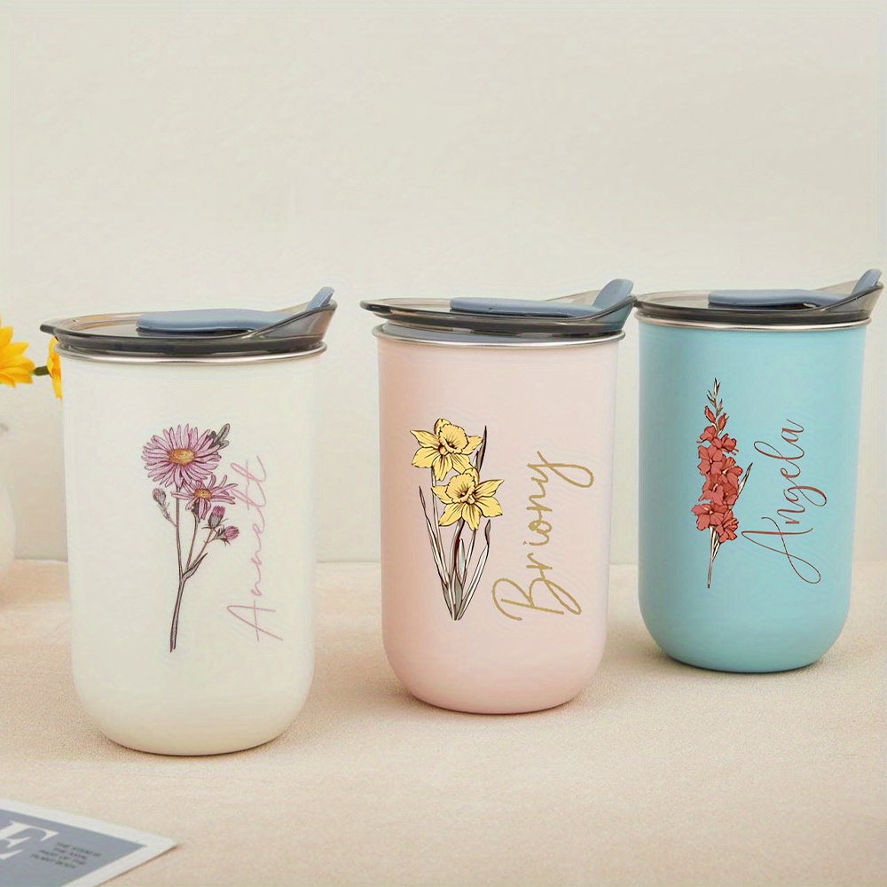 Custom Birth Flower Stainless  - Coffee Equipment With Name recension och pris